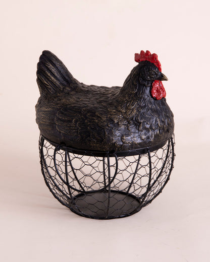 Rooster Egg Basket - Black