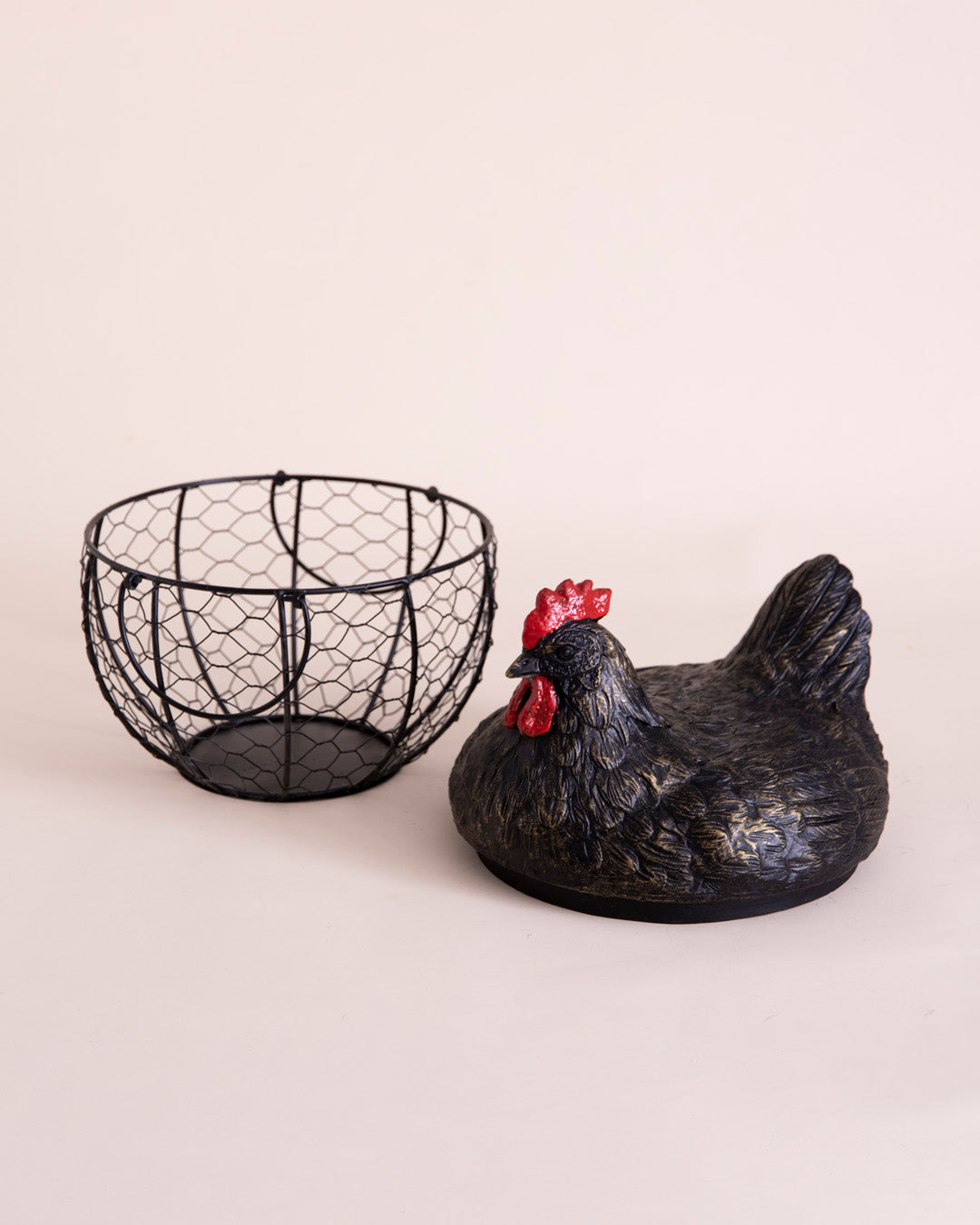 Rooster Egg Basket - Black
