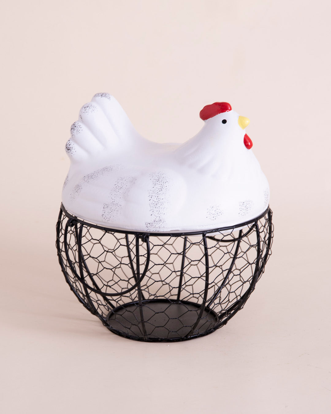 Rooster Egg Basket - White
