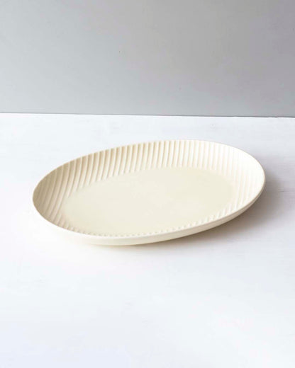 Glossy Straight Grain Platter - Custard Yellow