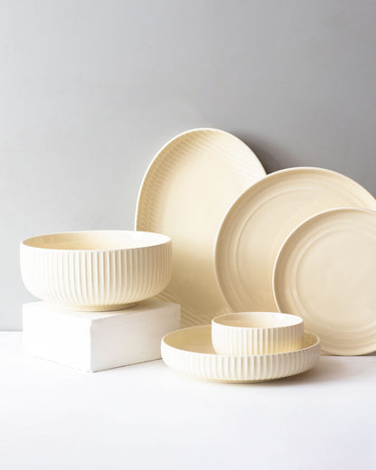 Glossy Straight Grain Platter - Custard Yellow