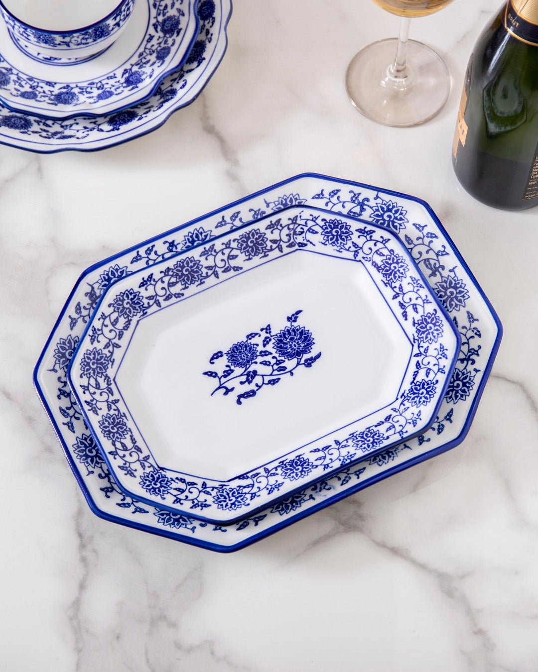 Vintage Blue & White Platter - Large