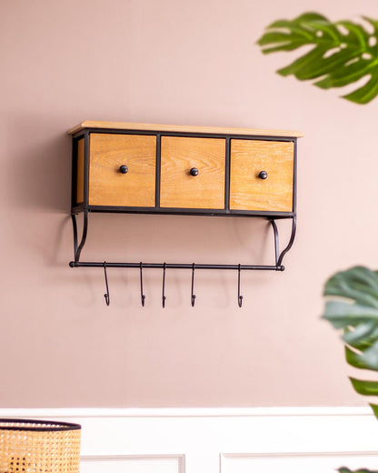 'Rustic Charm' Wooden Wall Cabinet - 3 Drawer