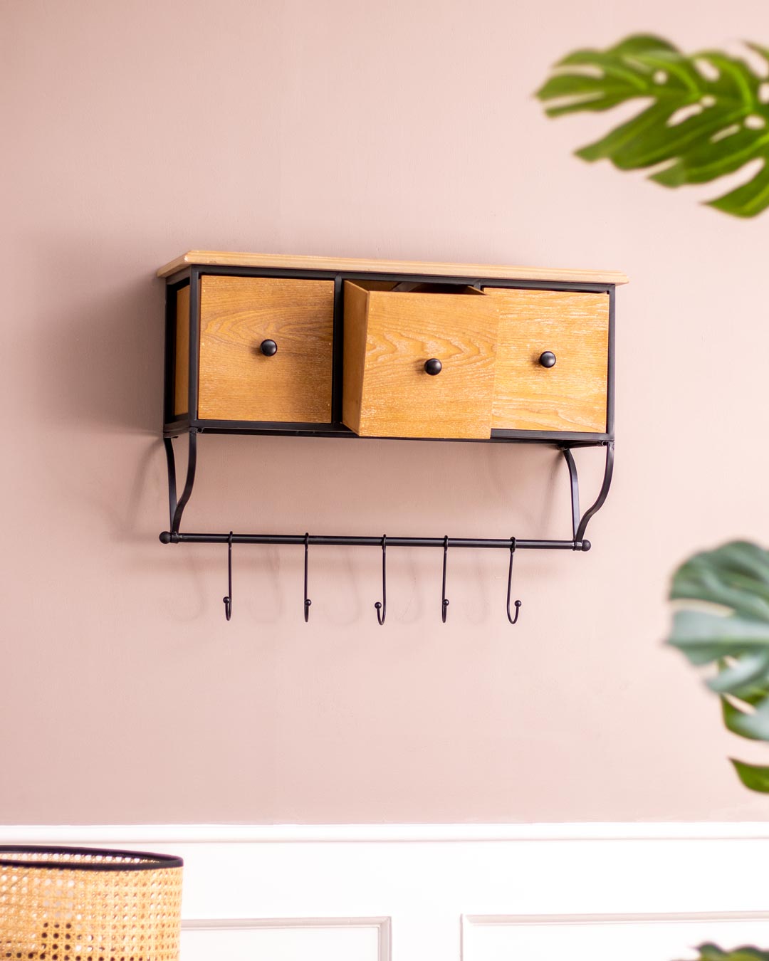 'Rustic Charm' Wooden Wall Cabinet - 3 Drawer