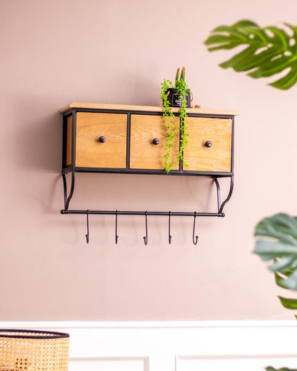 'Rustic Charm' Wooden Wall Cabinet - 3 Drawer