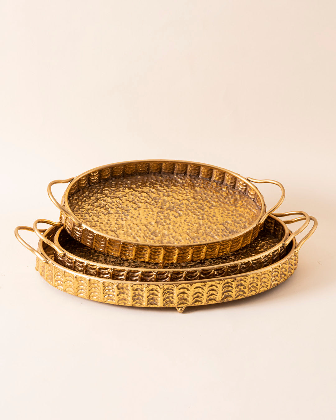Gold Hammered Serving Tray - Medium