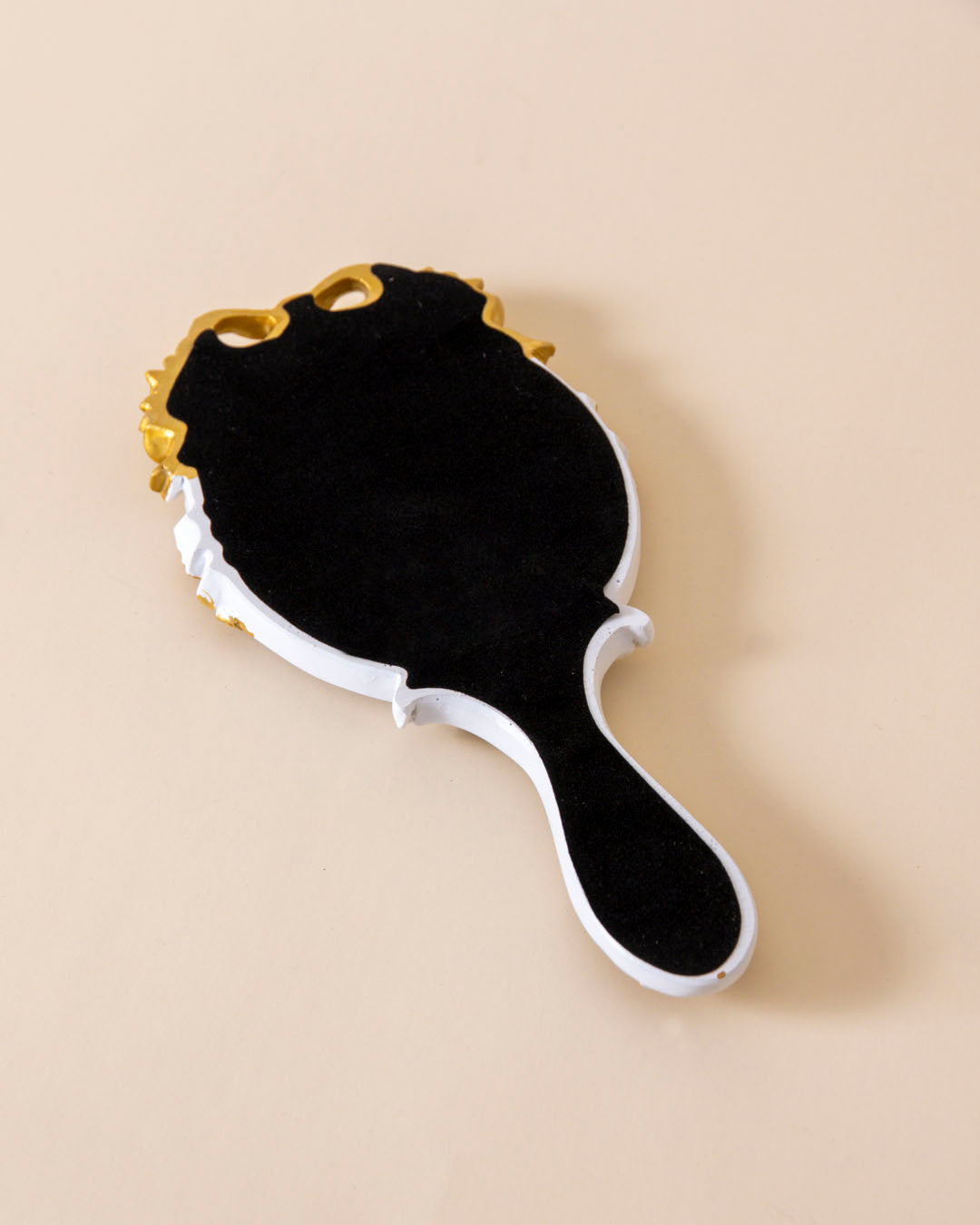 Vintage Aqua Floral Hand Mirror - White