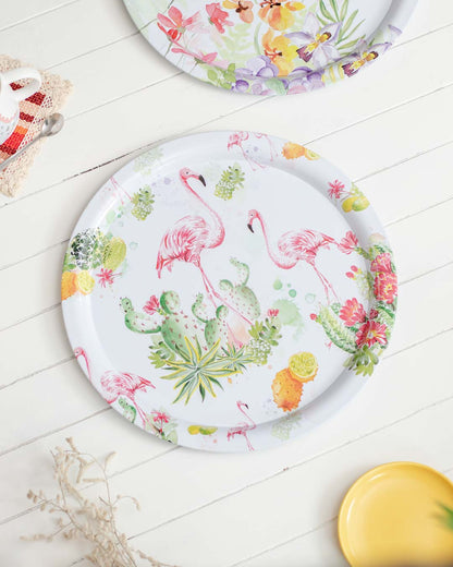 'Flamingo' Round Serving Tray - Set Of 2