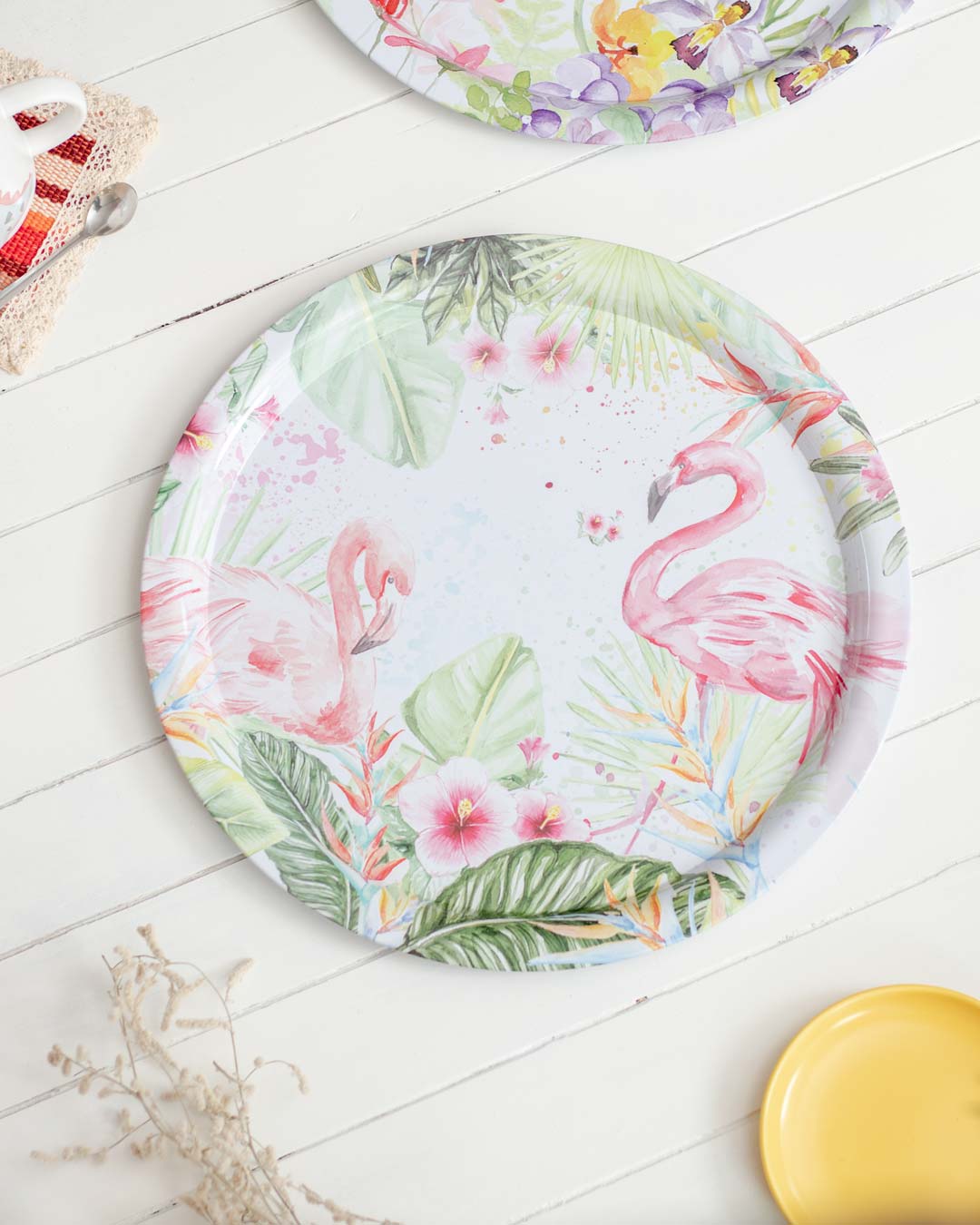'Flamingo' Round Serving Tray - Set Of 2