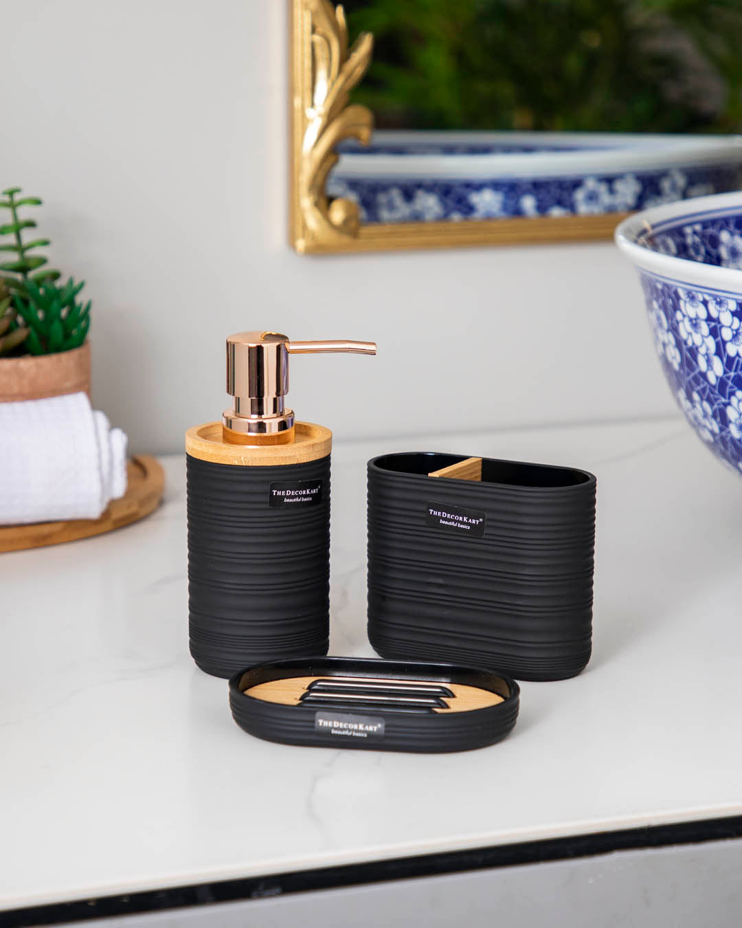 Modern Acrylic 3 Piece Bathroom Set - Black