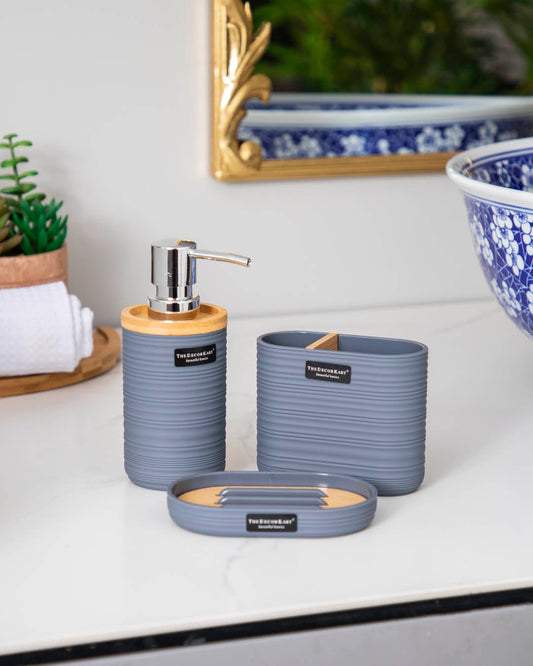 Modern Acrylic 3 Piece Bathroom Set - Grey