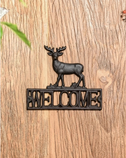 Deer Welcome Cast Iron Wall Mount