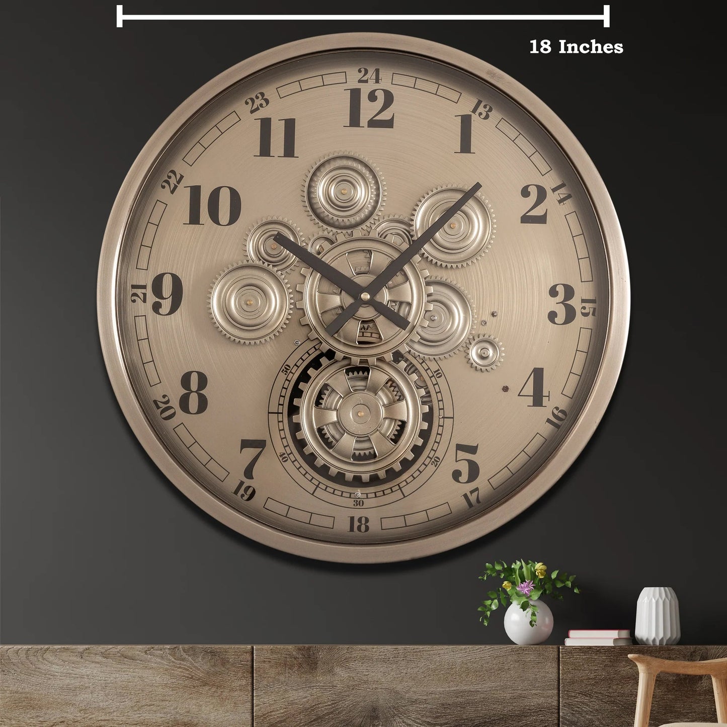 Infinity Dial Luxury Antique Wall Clock For Living Room With Moving Gear Mechanism Buy Wall Clock Online - Medium (Steel Body)