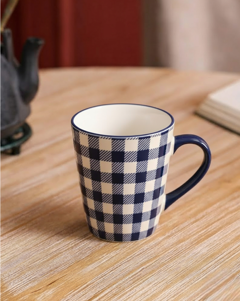 Plaid Charm Ceramic Coffee Mug - Set Of 4
