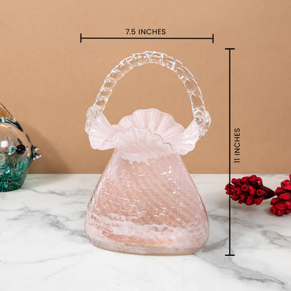 Chic Carry All Handblown Glass Vase And Decorative Showpiece