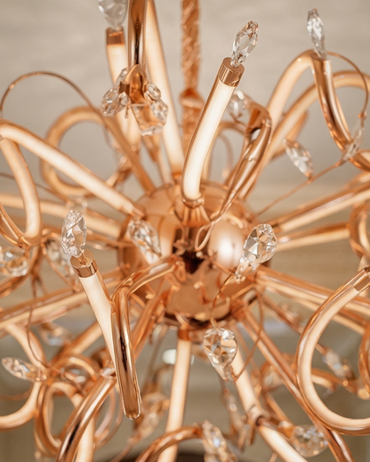 Elegant Twisted Loop Chandelier - Rose Gold