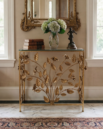 Regal Golden Tree Console Table