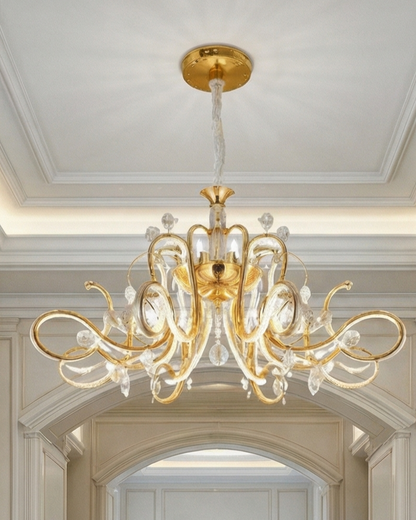 Classic Scroll Arm Chandelier - Gold