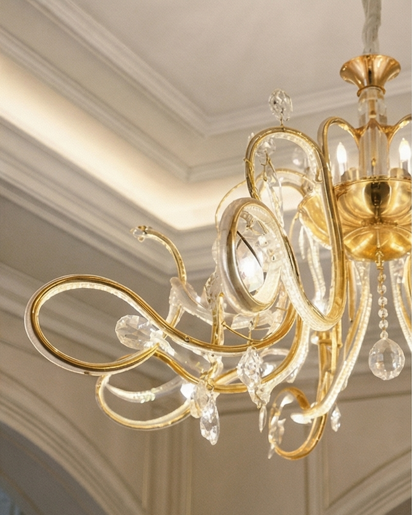 Classic Scroll Arm Chandelier - Gold