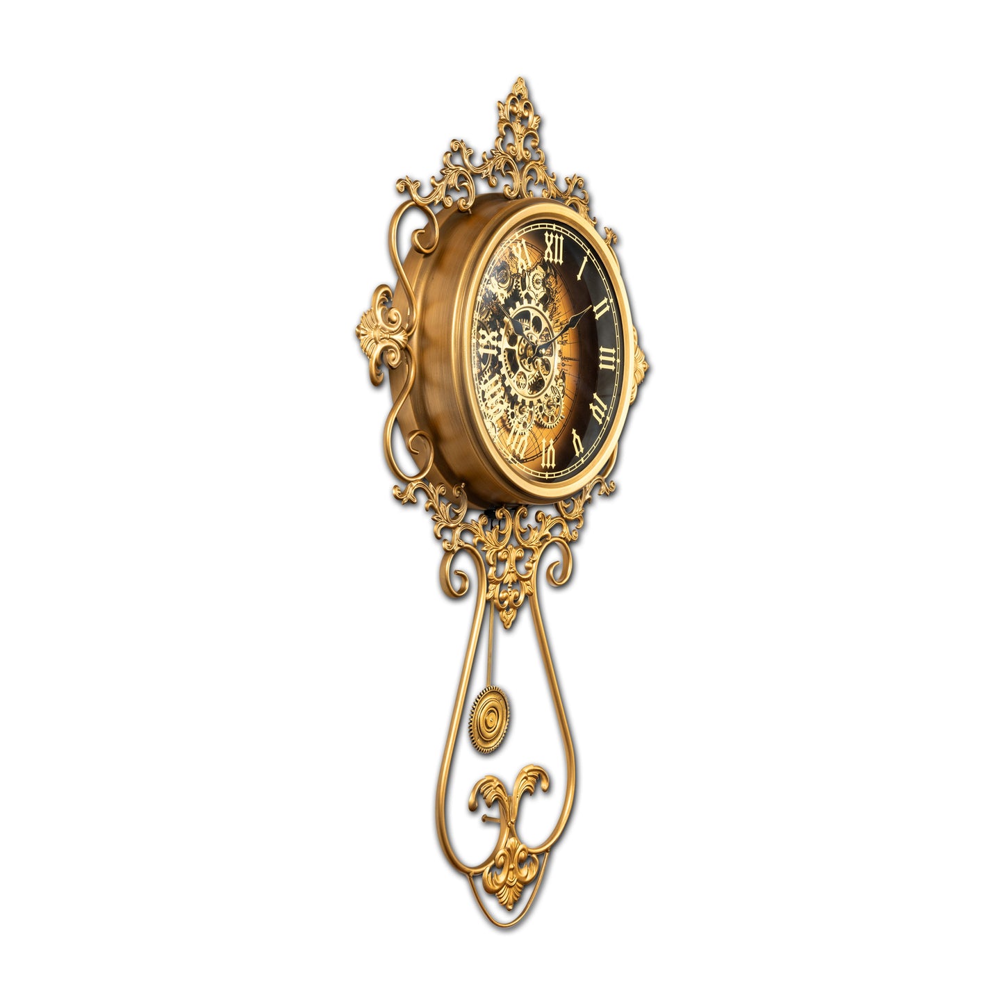 Hour Horizon Luxury Designer Pendulum Clock With Moving Gear/Pendulum Mechanism Buy Wall Clock Online (Steel Body)