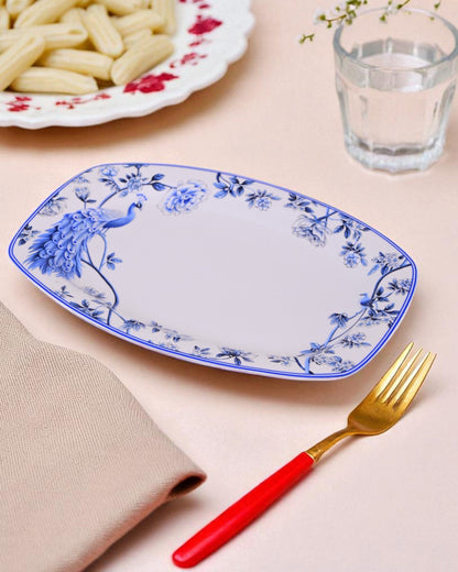 Royal Peacock Blue & White Platter