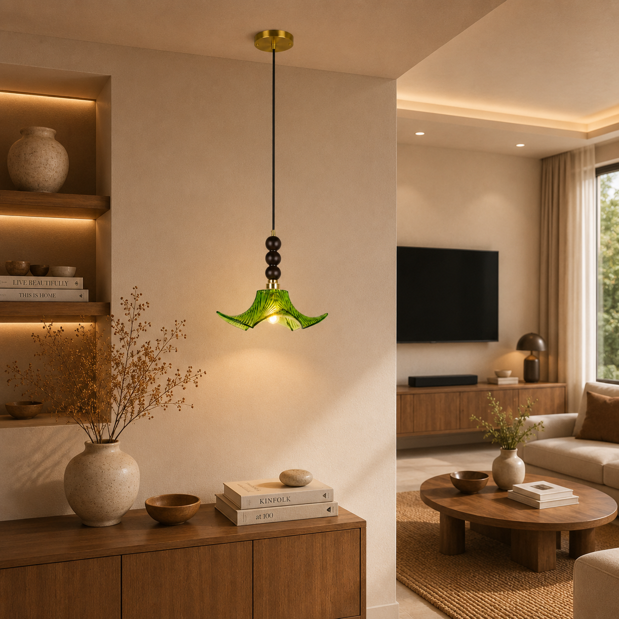 Ebon Flora Pendant Light For Home  & Item  for Home Decoration - Green