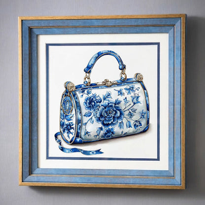 Blue & White Framed Wall art - 12"x12"