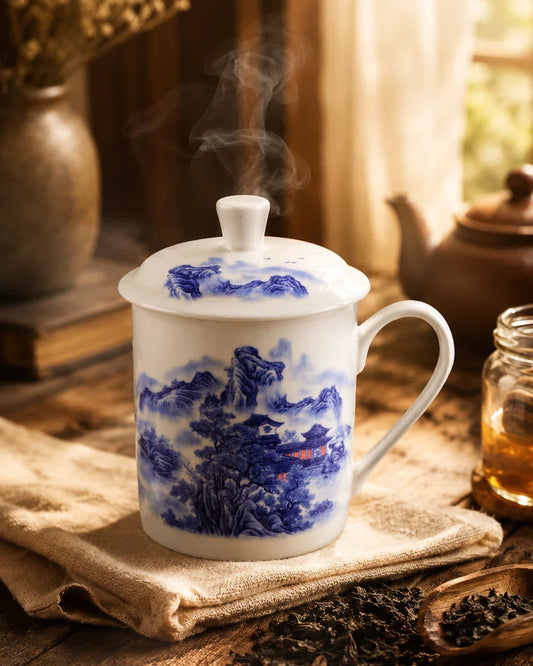 'Classic Blue Landscape' Fine Bone China Mug