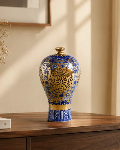 Royal Blue Filigree Decorative Vase