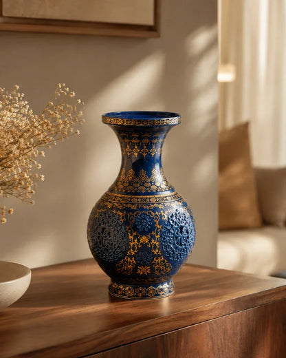 Imperial Blue Ornate Vase