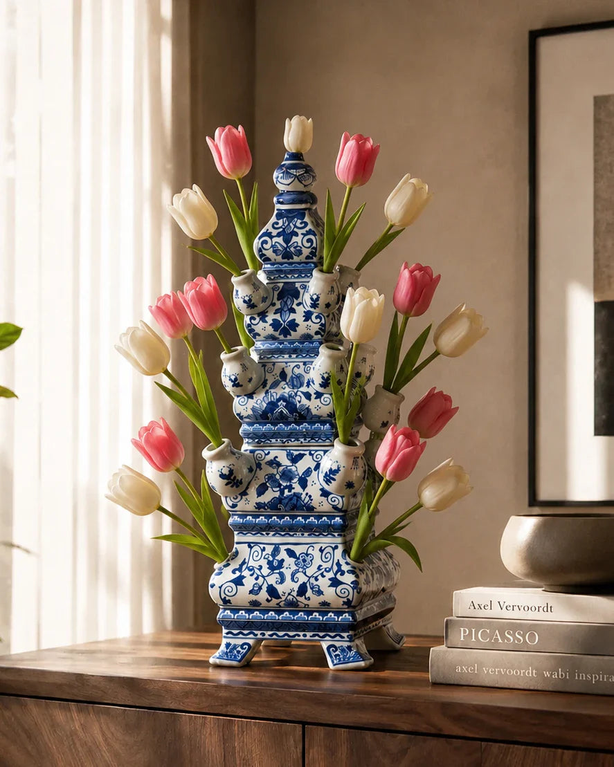 'Country Estate' Tulipiere Tower Vase - Blue