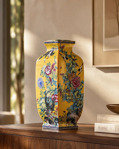 Blossom Cloisonn Enamel Vase - Yellow