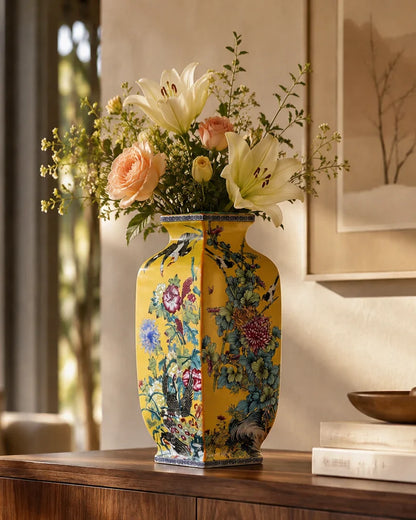Blossom Cloisonn Enamel Vase - Yellow