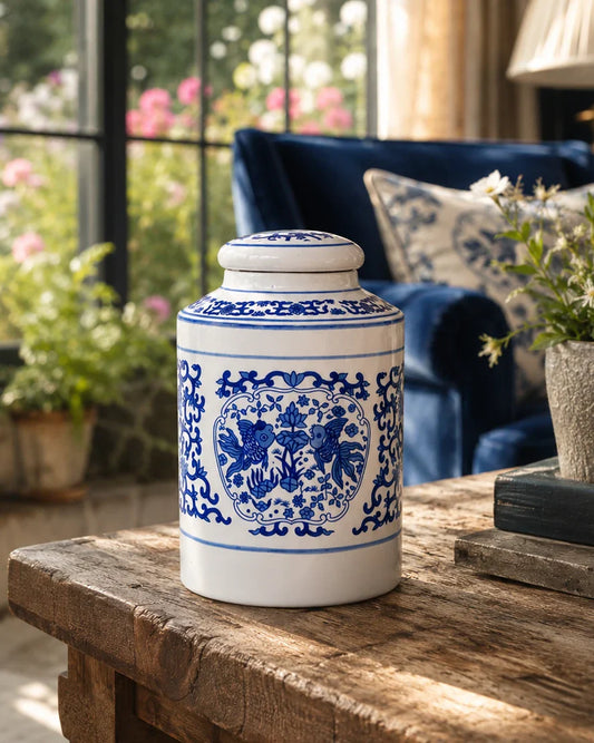Blue Floral Heritage Ginger Jar