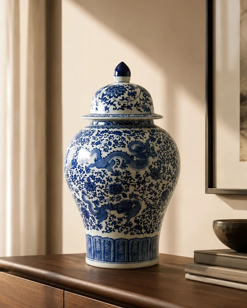 Imperial Dragon Motif Temple Jar