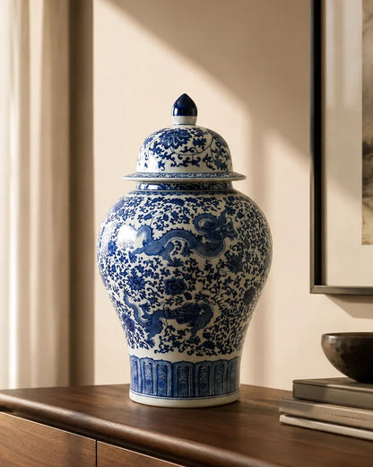 Imperial Dragon Motif Temple Jar