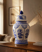 Royal Blue Garden Pavilion Temple Jar - 62 cm