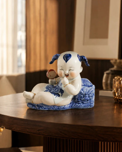 Playful Monk Drum Delight Figurine
