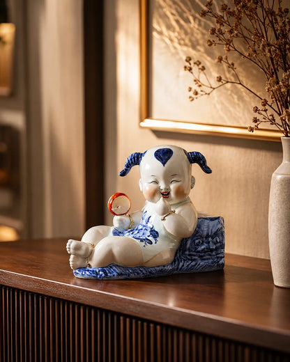 Playful Monk Drum Delight Figurine