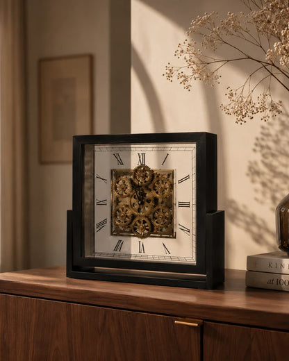 Heritage Gear Table Clock - Black