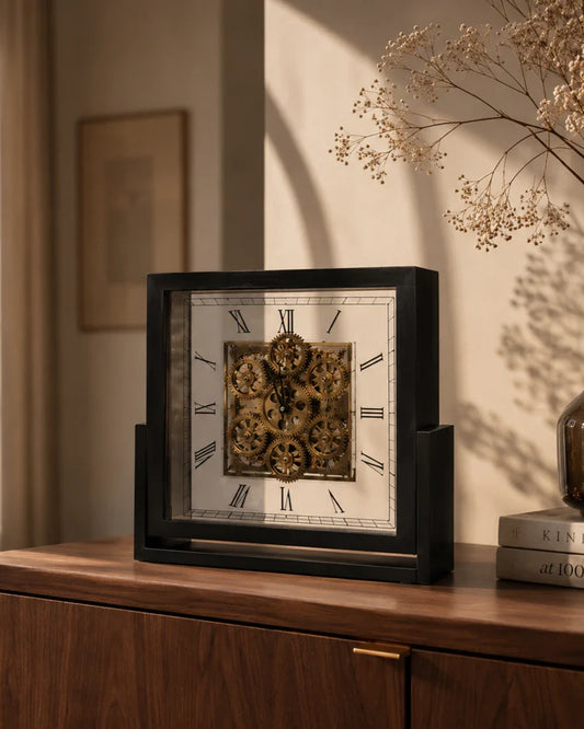 Heritage Gear Table Clock - Black