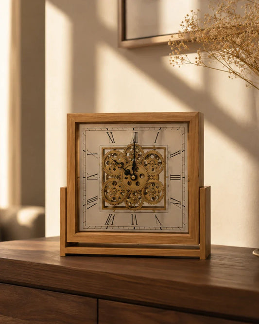 Heritage Gear Table Clock - Gold