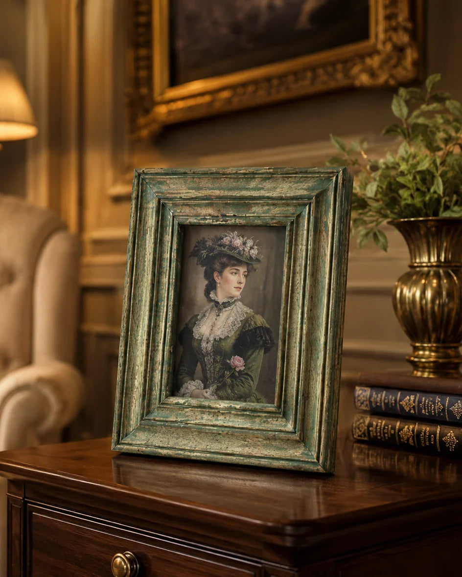 Antique Olive Distressed Photo Frame
