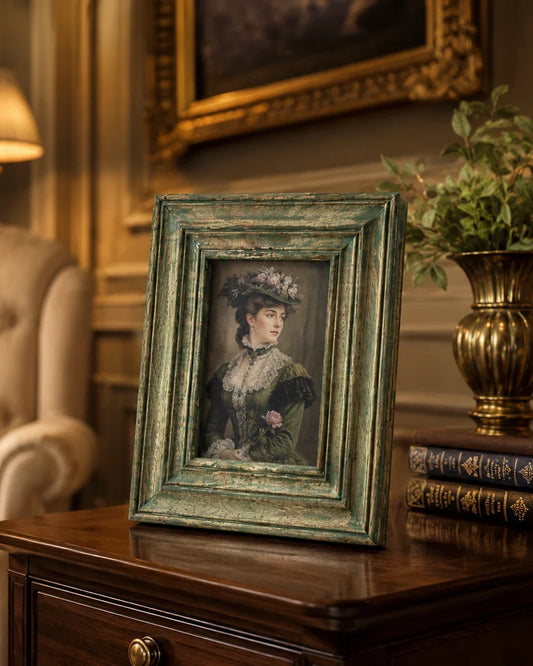 Antique Olive Distressed Photo Frame