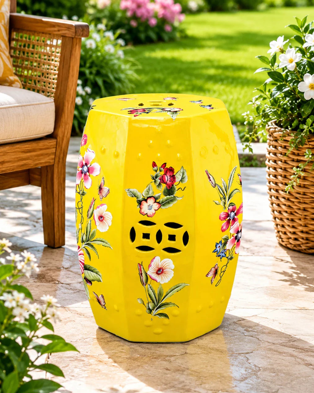Butterflies Bloom Garden Stool
