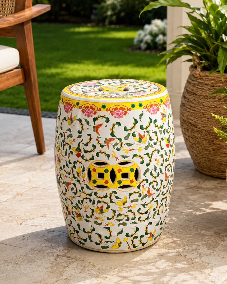 Floral Harmony Garden Stool