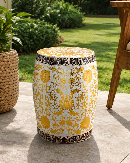 Royal Gold Floral Garden Stool