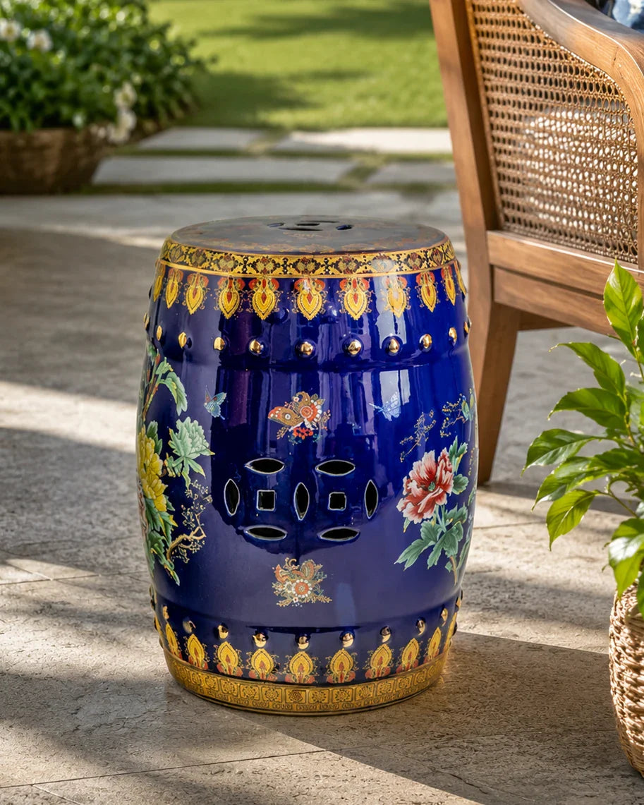 Royal Midnight Bloom Garden Stool