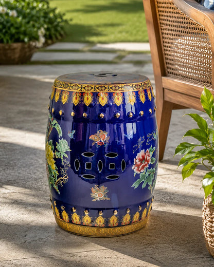 Royal Midnight Bloom Garden Stool