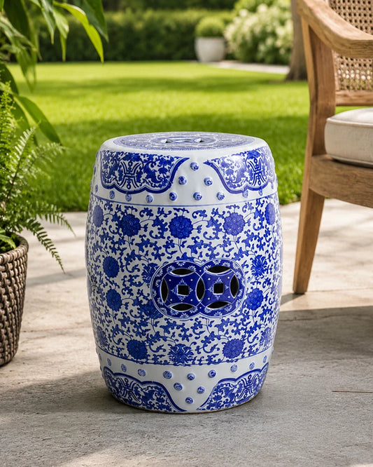 Classic Floral Ceramic Garden Stool